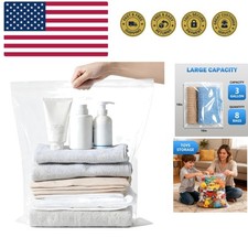 8 Pack Large Plastic Storage Bags, 3 Gallon Jumbo Size, 16" x 18", Large Clea...
