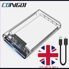 Hard Drive Caddy Case Enclosure 2.5 Inch USB 3.0 SATA External Clear HDD SSD.