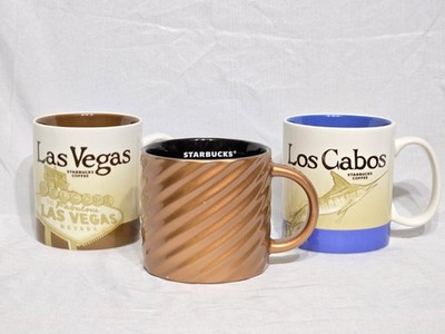 Starbucks Coffee Mugs Lot of 3 Cups Bronze Swirl Las Vegas Los Cabos Multicolor