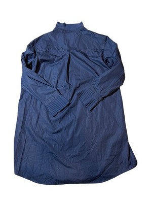 akris punto blue dress Akris Punto Blue Shirt Dress Pleated Collar Minimalist Luxury Tunic Dress