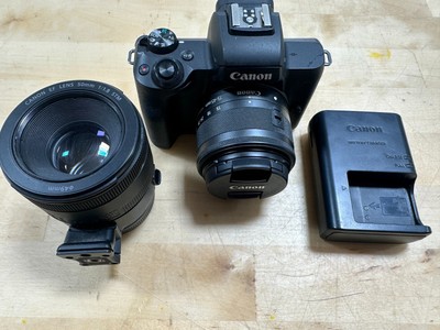 Canon EOS M50 Mark II w/ 2 Lens 15-45mm, 50mm