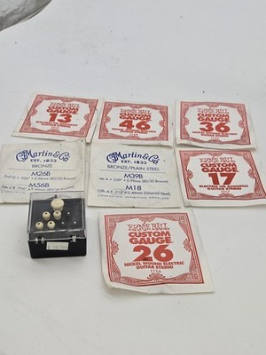 Martin & Co Ernie Ball Guitar String 7 pks Lot & Bridge Endpin Set White Pearl U