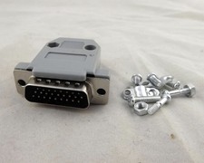 10pcs D-Sub DB26 Male 26 Pin 3 Rows Connector Gray Plastic Hood Cover Backshell