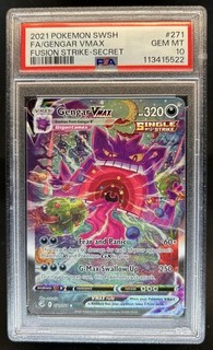 Pokemon 2021 SWSH Fusion Strike Gengar VMAX #271/264 PSA 10 GEM OTTIME CONDIZIONI