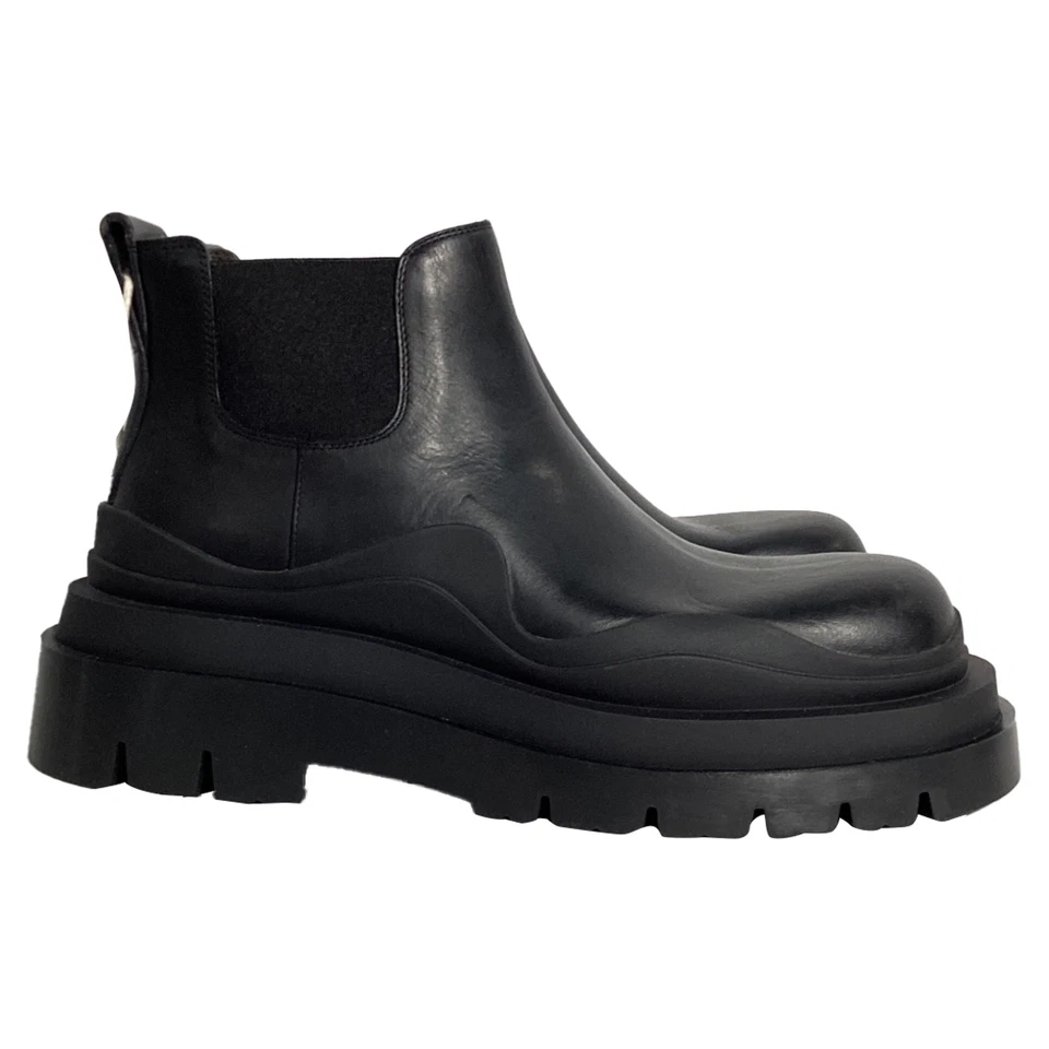 Bottega Veneta Tire Ankle Chelsea Boots In Calf Leather Women Black Size 37.5