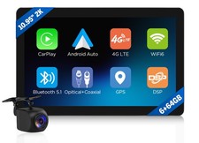 1 DIN Car Radio Head Unit 10.95" 2K QLED Eonon SD1X6S Android CarPlay 4G Upgrade