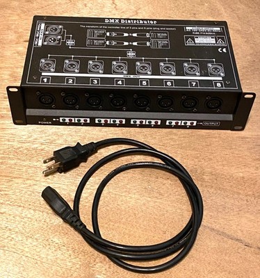 DMX Distributor 8-Way DMX Output Signal Splitter Distribution Rack Lighting