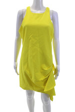 Cinq A Sept Women Yellow Shift Tank Dress High Neck Sleeveless Viscose Size 12