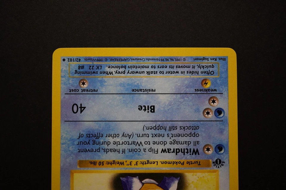 Wartortle 1st Edition Shadowless 42/102 1999 Pokemon Base Set Wizards WOTC - Image 3 of 4