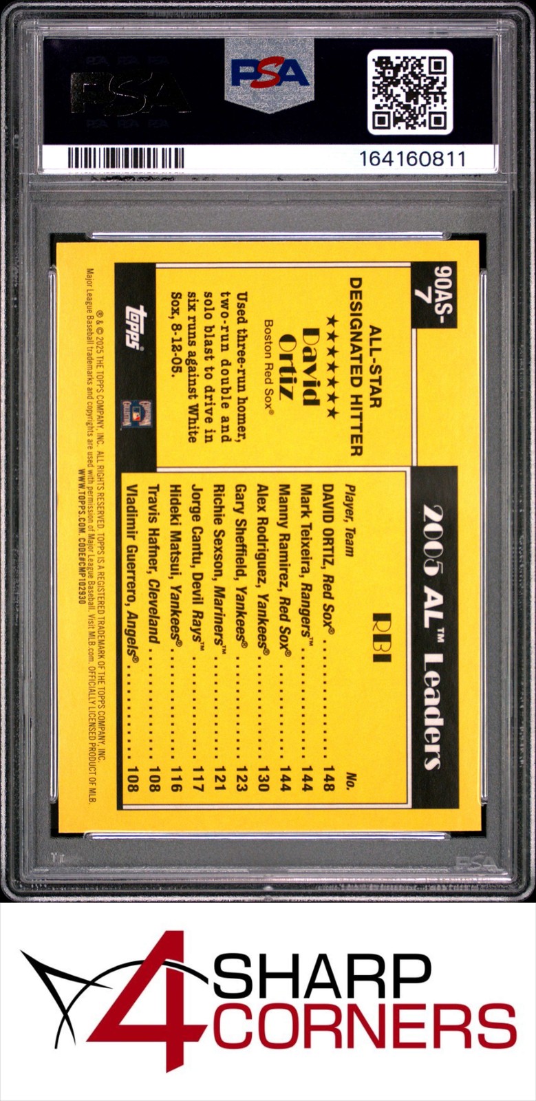 2025 TOPPS 1990 TOPPS ALL-STAR BASE BLUE #90AS7 DAVID ORTIZ HOF POP 2 PSA 10 view 2