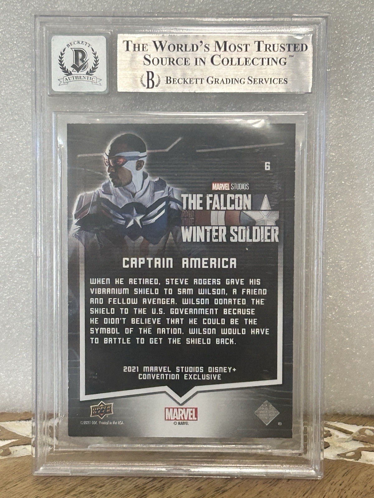 Anthony Mackie SIGNED 2021 Marvel Upper Deck SDCC Captain America #6 BAS AUTO 10 view 5