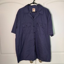 Dickies Mens XL Navy Blue Short Sleeve Work Shirt Button Down