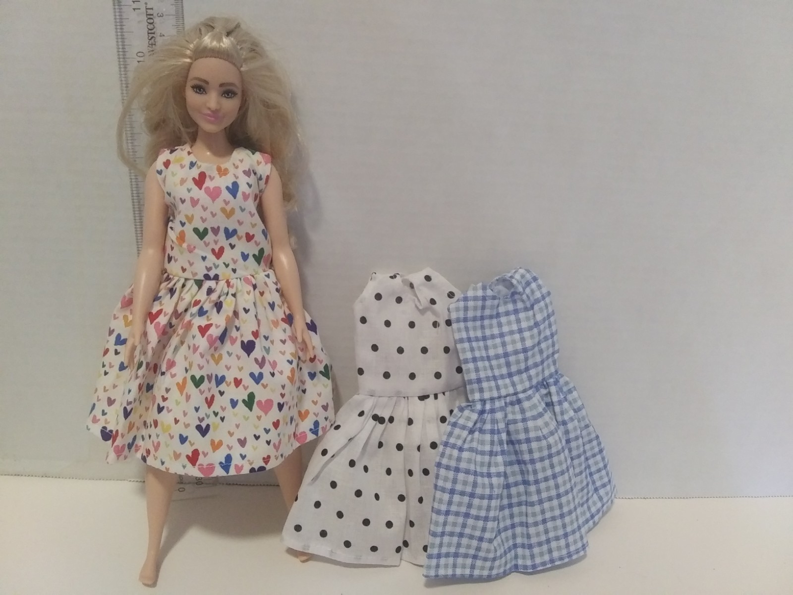 Handmade To Fit Curvy Barbie Doll- Lot 0f 3--dresses,-  K115