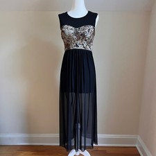 Forever 21 Y2K Black Leopard Bustier Mesh Sheer Midi Cocktail Dress Romantic S