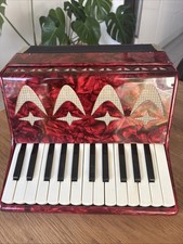 Galotta 12-Bass Red Celluloid Piano Accordion 25 Key Vintage German Instrument