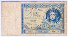1930 Poland 5 Zlotych 1238135 Paper Money Banknotes Currency