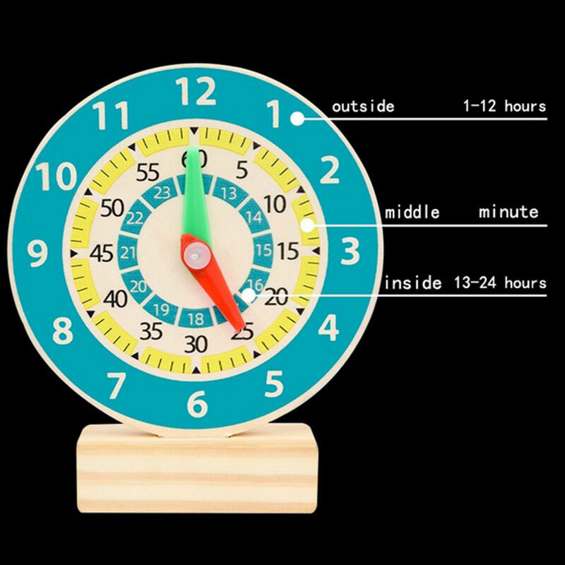 Wooden Clock Kids Educational Toy Children Learning Time Teaching Aid