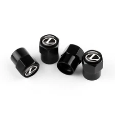 Compatible with Lexus 4Pcs Tire Valve Stem Caps Black Anodized Aluminum Set