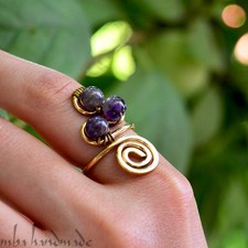 Amethyst Crystals Ring - Any Size - Handmade Jewelry