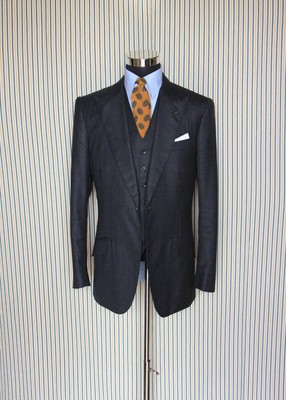 CAD&THE DANDY 2018 Savile Row grey worsted three pieces suit 40UK/50EU LONG mint