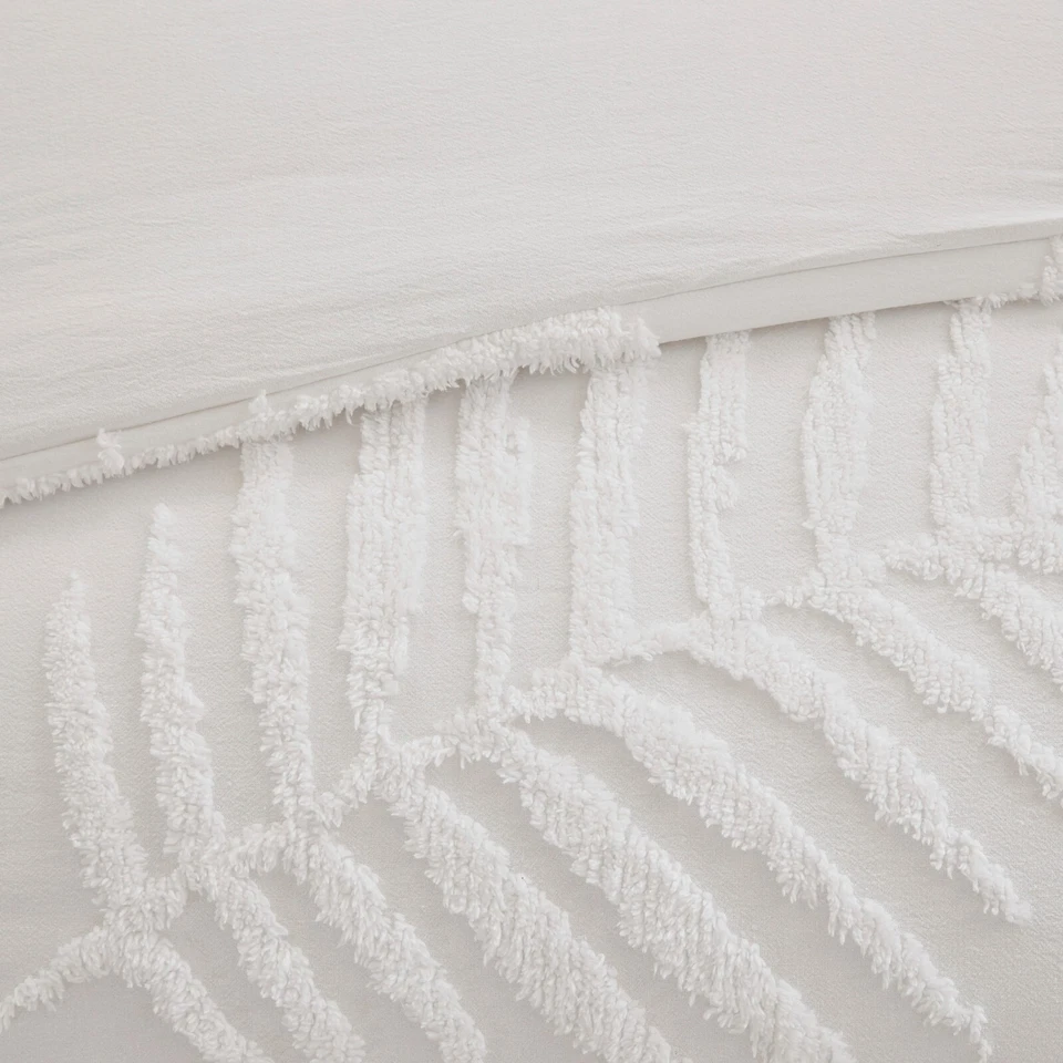 Juego de funda nórdica Madison Park Bahari de 3 piezas de algodón acolchado chenilla palma Foto 4 de 4