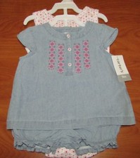 NEW CARTERS BABY GIRLS BLUE AND PINK 3-PIECE DIAPER COVER SET SZ 3M 9M