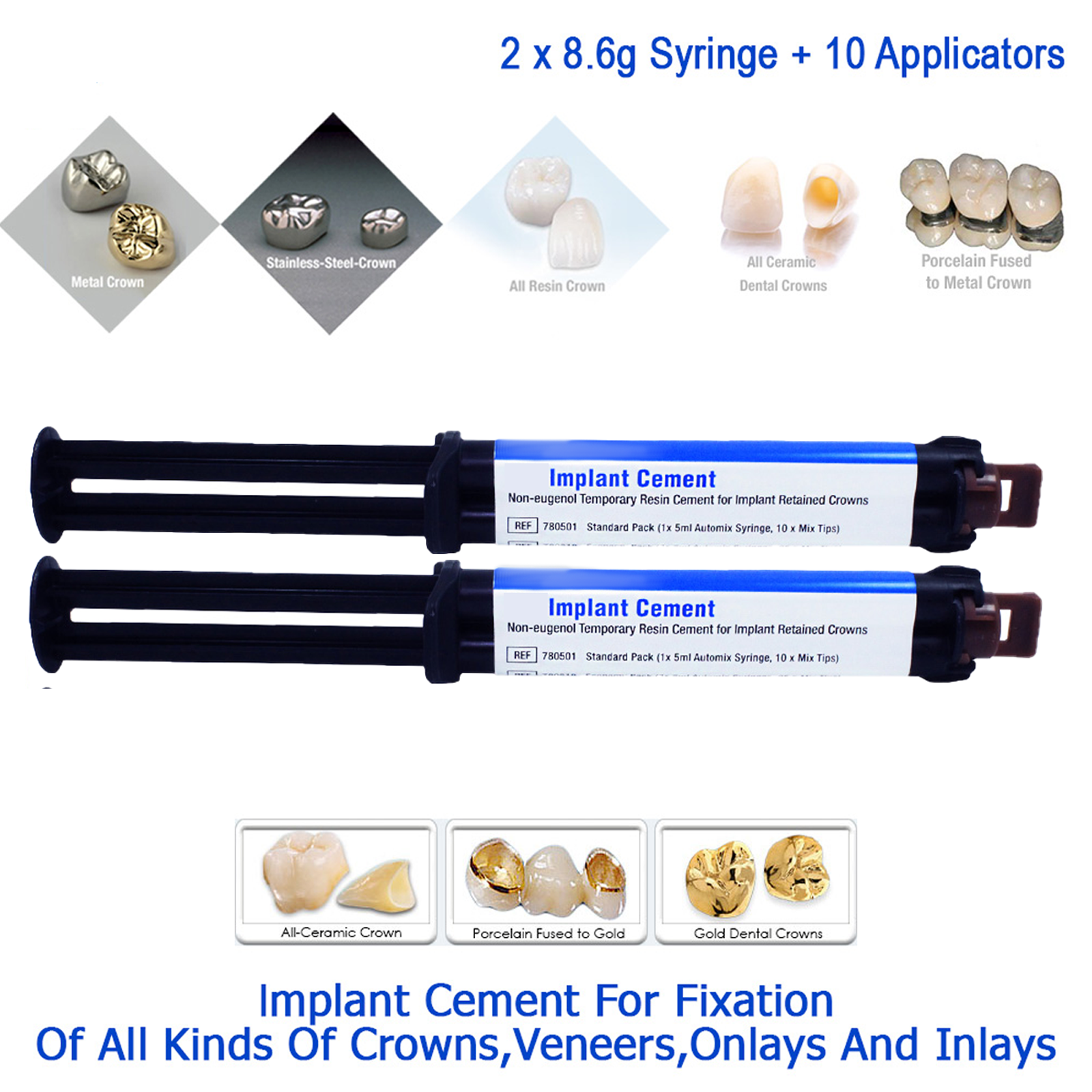 2x Dental Cement Automix Self Adhesive For Crowns Bridges Fixtures Veneers eBay