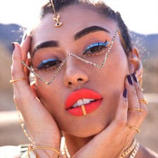 V-Shaped Lensless Rhinestone Decoration Glasses Frame