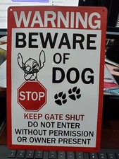 Metal sign WARNING BEWARE OF DOG Keep Gate Shut DO NOT ENTER New sealed