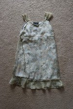 If You Dare Girls Beige Flowered Sleeveless Ruffle Laced Dress Full Length 31  