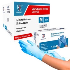 GP Craft Blue Nitrile Gloves, 4 Mil Latex Free - Case of 1000, Industrial Food