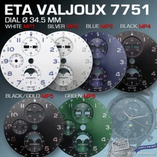 DIAL FIT MOVEMENT ETA VALJOUX 7751, Ø 34.5 mm, 7 VARIATIONS TO CHOOSE