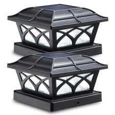 Solar Post Cap Lights 2 Color Modes 8 LEDs for 4x4 5x5 6x6 Posts Fence Decor