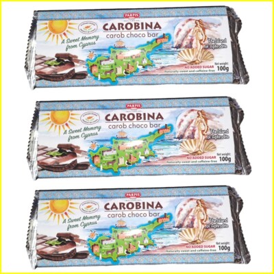 3 x Packs Parpis Carobina Carob Choco Bar 100g 3617 - No added Sugar