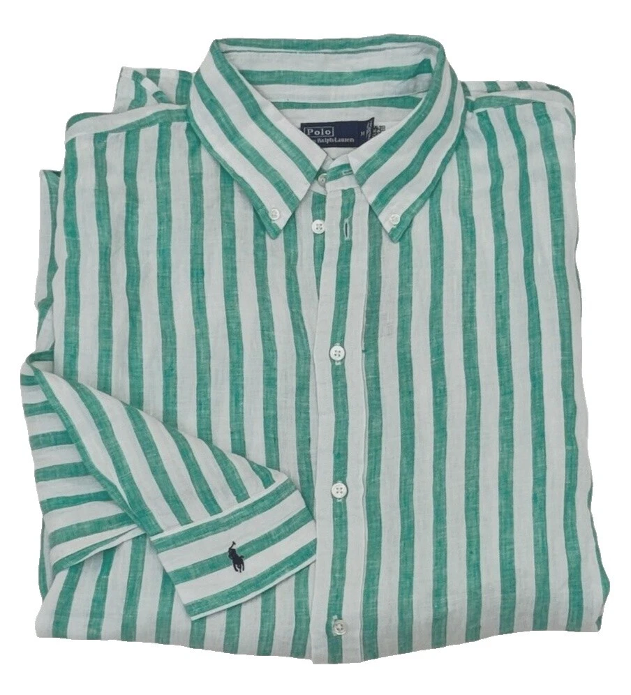 Polo Ralph Lauren Linen Striped Casual Button-Down Shirts for Men