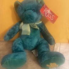 St Patrick's Teddy Bear Erin by Russ Shades of Green Gold Shamrock Collectible