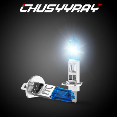 2Pcs H1 Halogen 55W 12V Low/High Beam Headlight/Fog Bulbs White Glass Pair Car