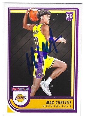 MAX CHRISTIE LOS ANGELES LAKERS SIGNED 2022-23 NBA HOOPS ROOKIE 