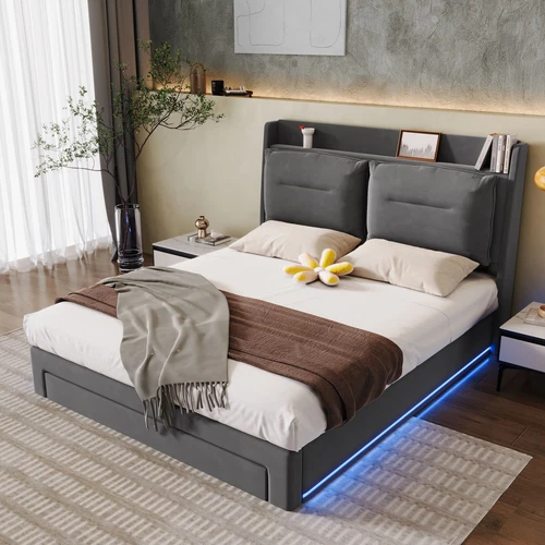 Double Hydraulic Bed 135*190(4ft6) 2-in-1 Storage Drawers at The End of The Bed - Picture 27 of 28