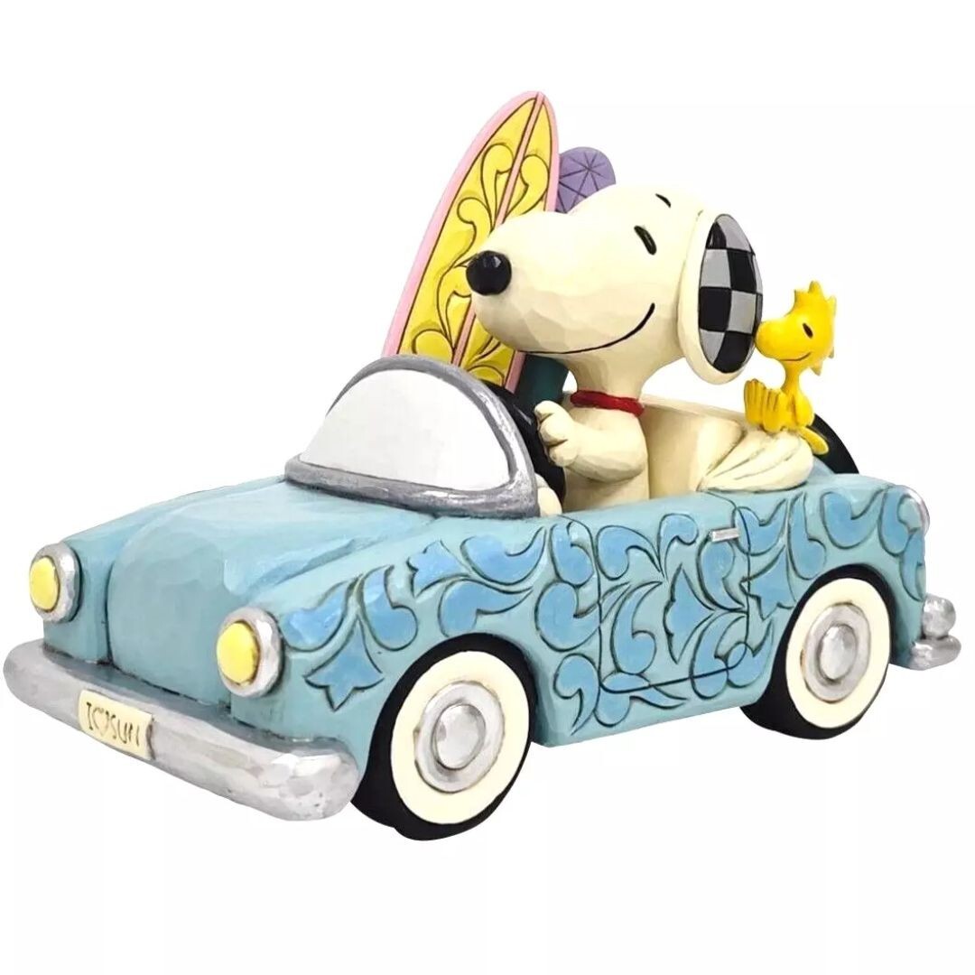 80s SNOOPY LARGE DIECAST/スヌーピー ウッドストック 車 Jim Shore Peanuts Snoopy with Woodstock Surfing Board