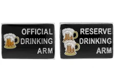 Official Drinking Arm Drink Bar Pair Cufflinks in a Presentation Gift Box & P...