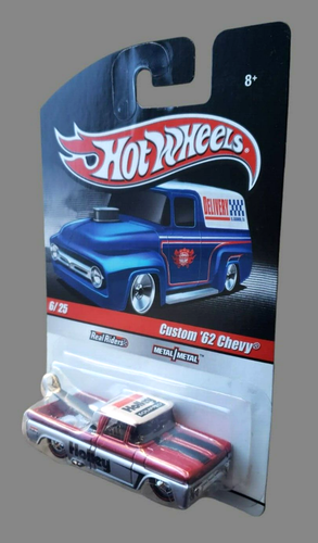 2010 Hot Wheels CUSTOM '62 CHEVY PICKUP TRUCK Slick Rides Dark Red & Silver 1:64 - Picture 7 of 15
