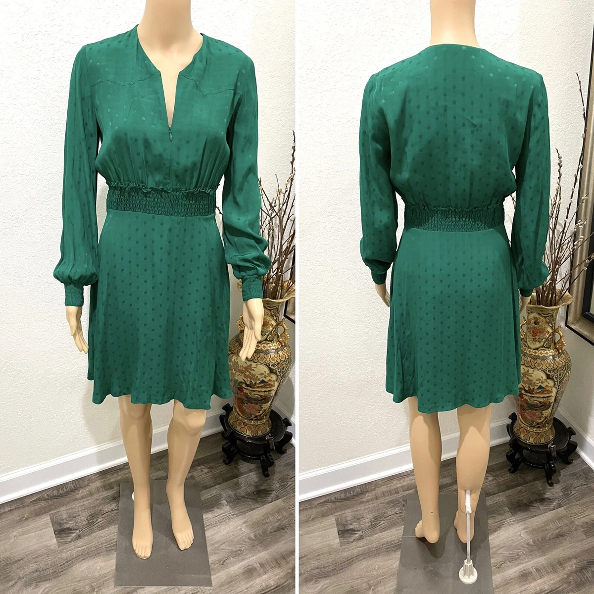 Sandro green cheap silk dress