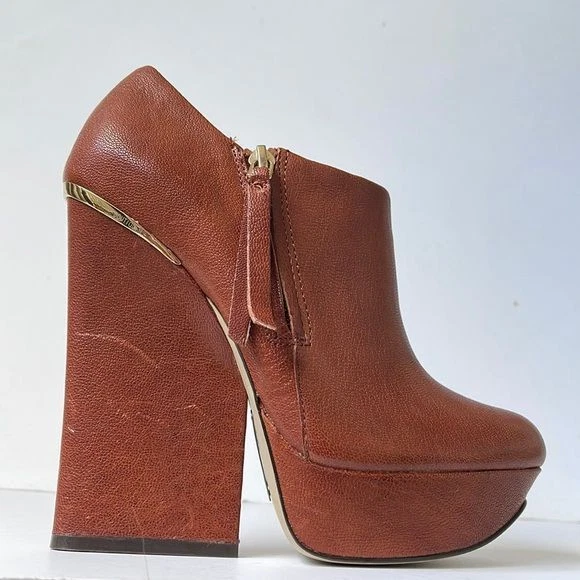 Boutique 9 ‘Btelister’ Platform Booties Women’s 7M Brown Leather High Heel Zip R - Image 2 of 4