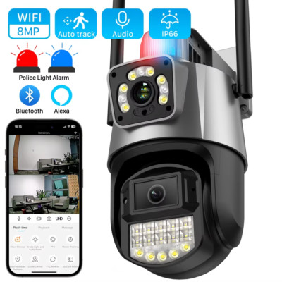 8MP 4K Outdoor PTZ IP Camera with Dual Lens, Auto Tracking, Waterproof
