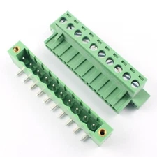 1Pcs 5.08mm Pitch 10 Pin Right Angle Screw Terminal Block Connector With Screws