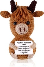 Positive Highland Cow Gifts, Handmade Crochet Highland Cow, Positive Crochet An