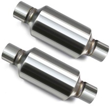 Pair Of Single Chamber Universal Performance Race Round Mufflers 2.5