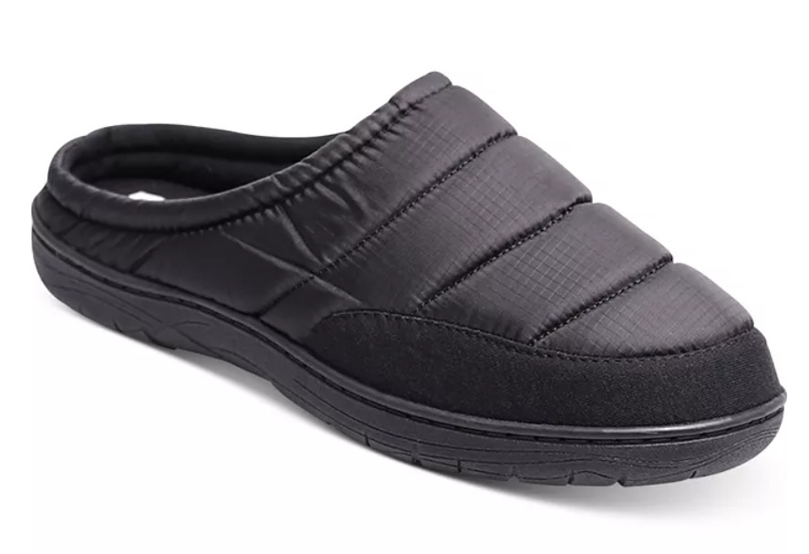Isotoner Mens Wallace Corduroy Comfort Slide Slippers Black 13-14 Medium 5890₽