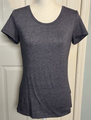 H&M Basics Divided Dark Gray Heathered Short Sleeved Tee, Poly/Cotton/Elastane M